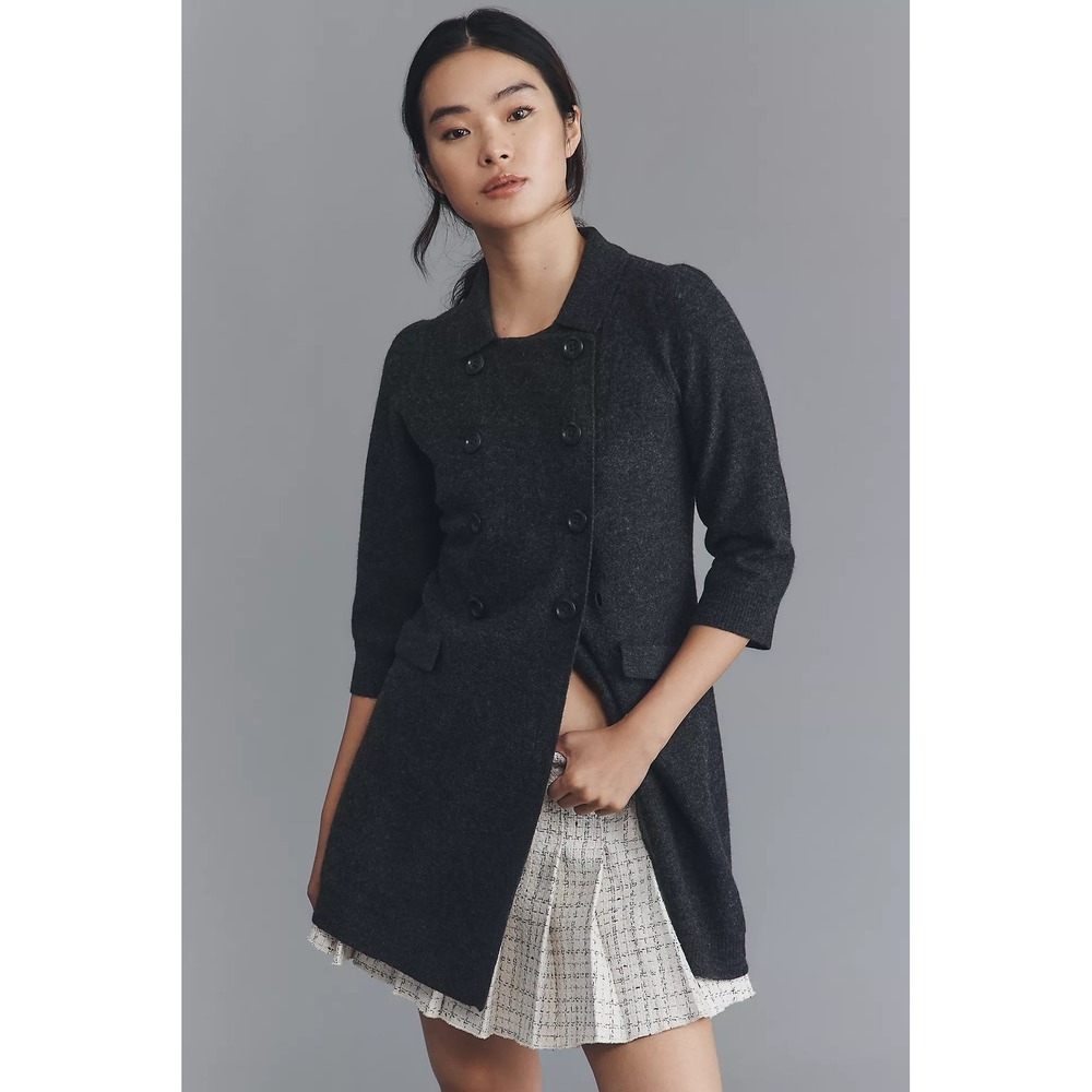 Anthropologie MAEVE Double Breasted Merino Wool Long Cardigan Sweater Medium